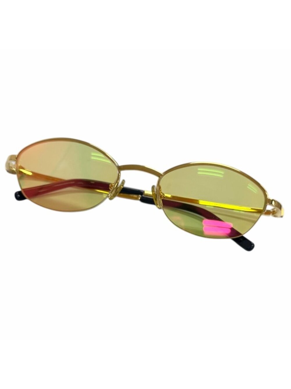 Cartier Oval Half Rim Sidestone Sunglasses Eyewear Gold 49 Prescription